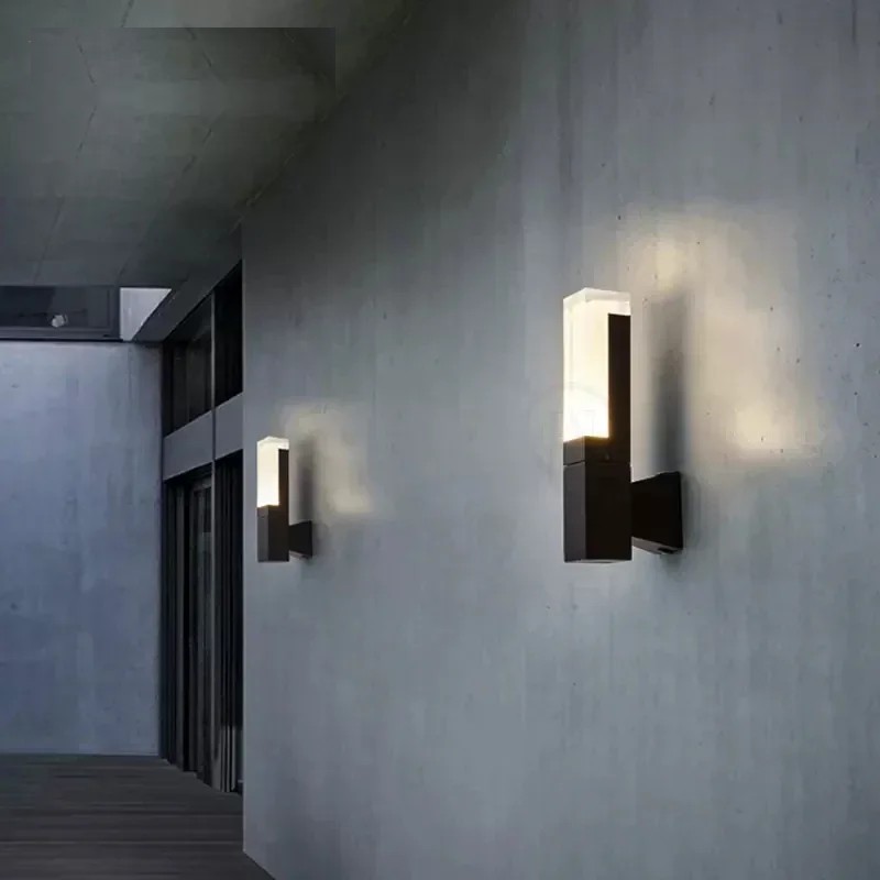 Frosted Block Outdoor Sconce
