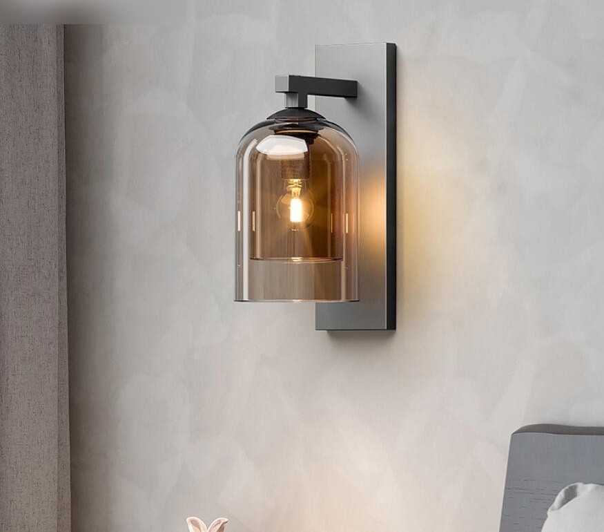 Amber Glass Dome Sconce